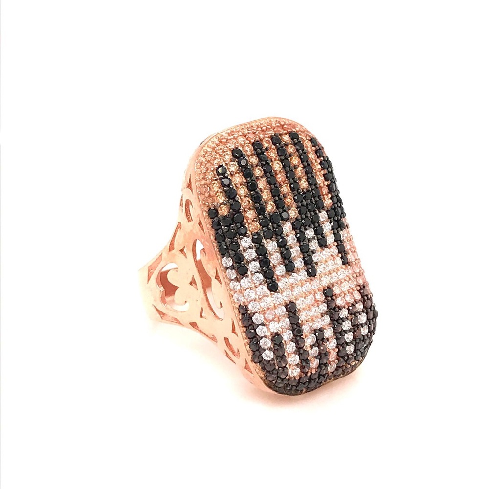 Black and Silver Swarovski Ring 925.